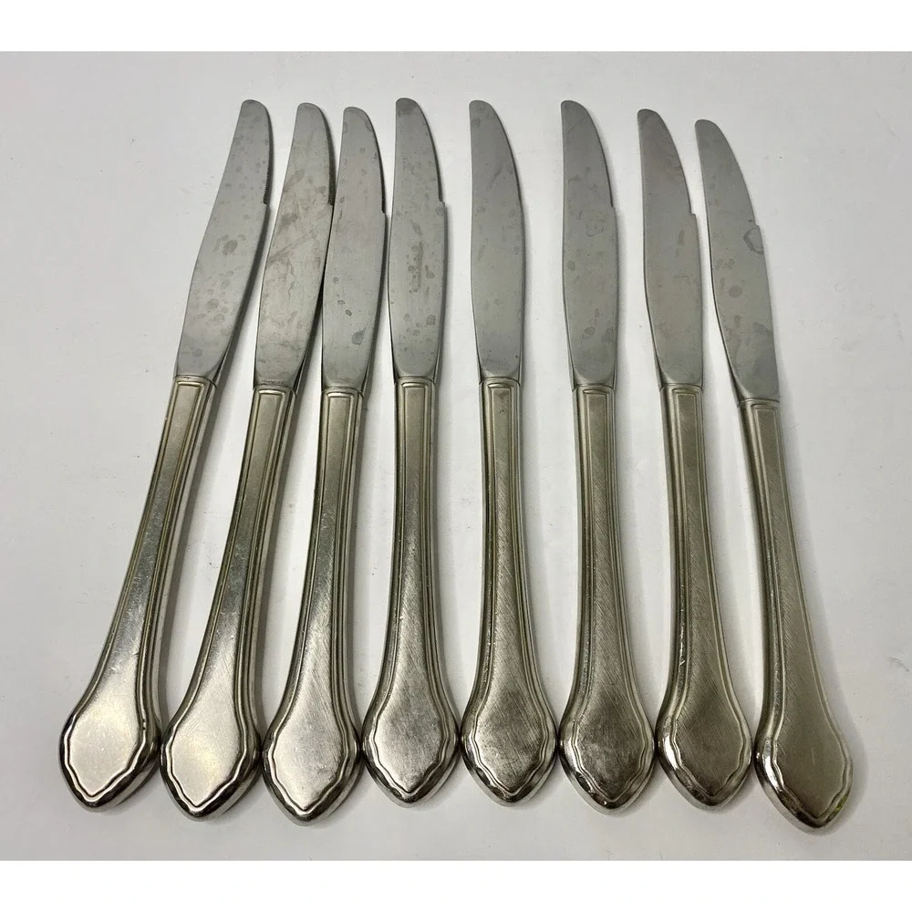 Dinner Knives Oneida SUMMER MIST AUTUMN GLOW Stainless Wm A Rogers Lot Of 8